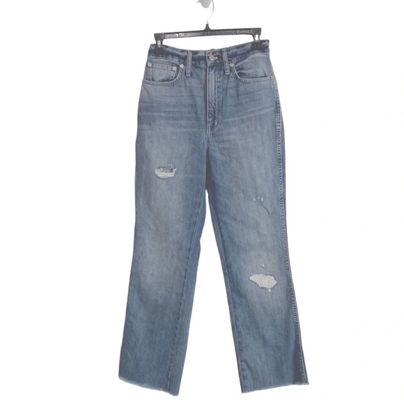 Madewell Distressed Rigid Demi Boot Cropped Jeans Size 27 - Picture 2 of 7